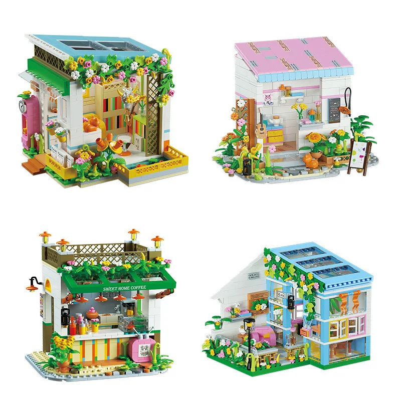 

YZ Beautiful Flower Building Blocks House Fairy Tale Town DIY Educational Toy Brinquedos Kids Bricks Children Gifts Girl Present