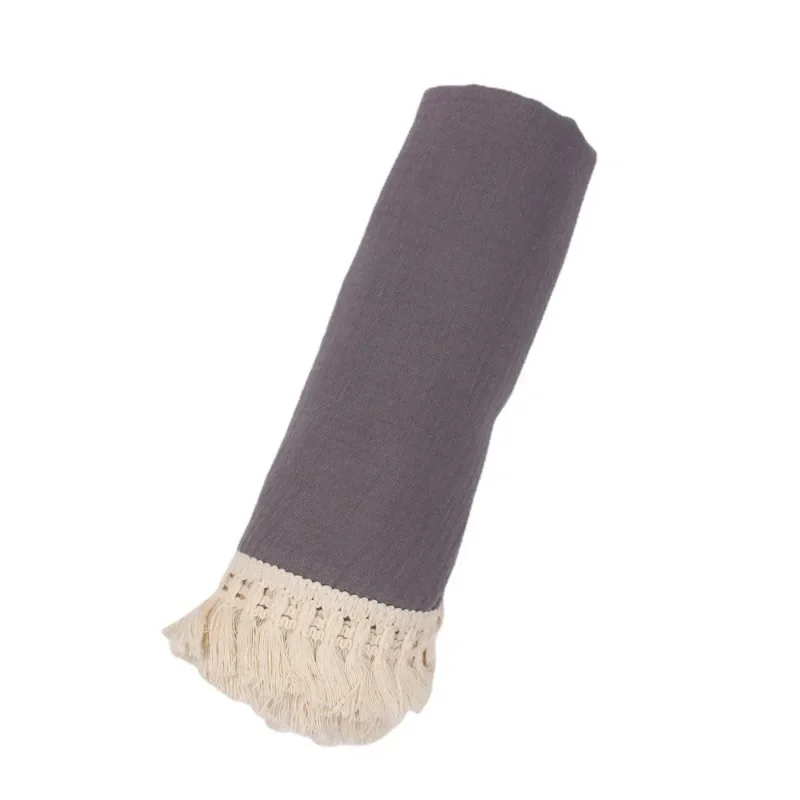INS Baby Double-layer Gauze Tassel Cover Blanket Baby Pure Cotton Windproof Shawl Holding Blanket Childrens Bath Towel