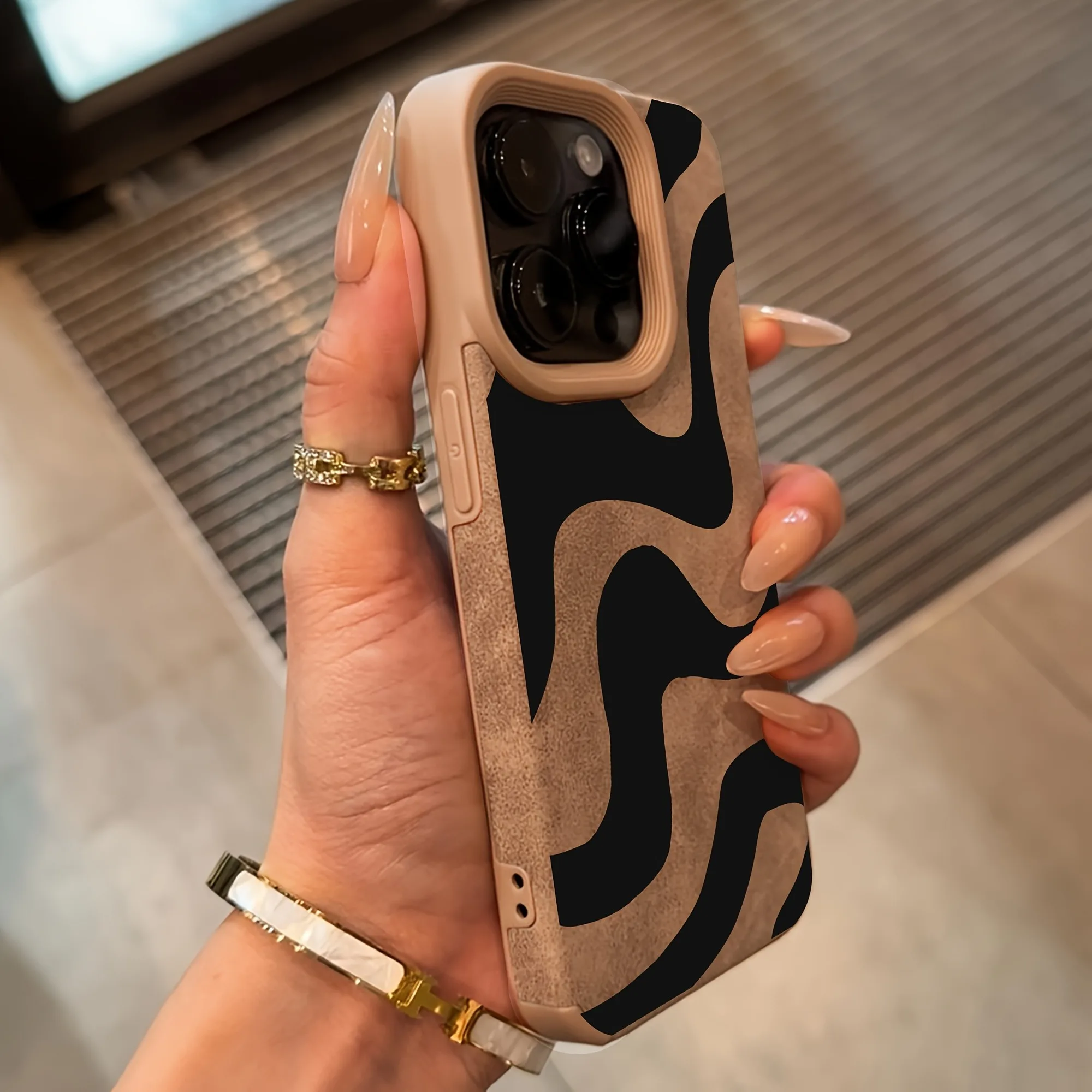Halloween Brown Leopard Print Faux Leather Phone Case Cover