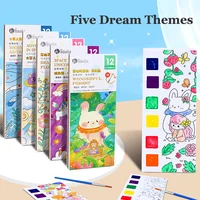 12Pages Coloring Books Portable Watercolor Painting Book Graffiti Picture Books Painting Drawing Toys For Children Gift 2
