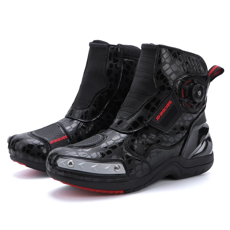 Motorcycle Shoes Motorcycle Boots New Motorcycle Boots Man Waterproof Studded Boots Hook And Loop Fasteners Wear-Resistant Anti-Slip Anti-Fall