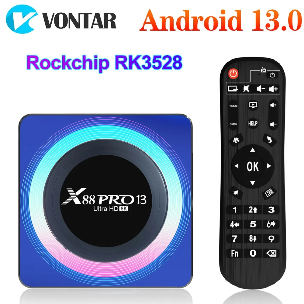 X88 Pro 13 Tv Box Android13.0 Rk3528 Quad-Core 64Bit Cortex-A53 Supporto Decodifica Video 8K Wifi6 Bt Media Player Set Top Box