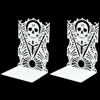 White Skull Bookends Metal Craft Bookends Non-Slip Heavy Duty Bookends Gift for Book Lovers Desktop Office Supplies Iron Bookend 1