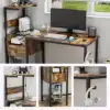 Computer Desk with LED Lights, Gaming Desk with Reversible Shelves and Charging Station, Rustic Brown 5
