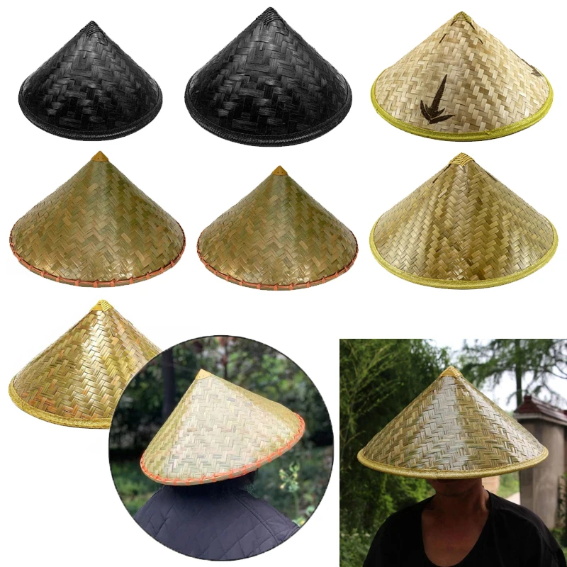 

Traditional Chinese Hat Chinese Bamboo Cone Hat for Summer Spring Adult Unisex Outdoor Seaside Wide Brim Cap Straw Farmer Hat