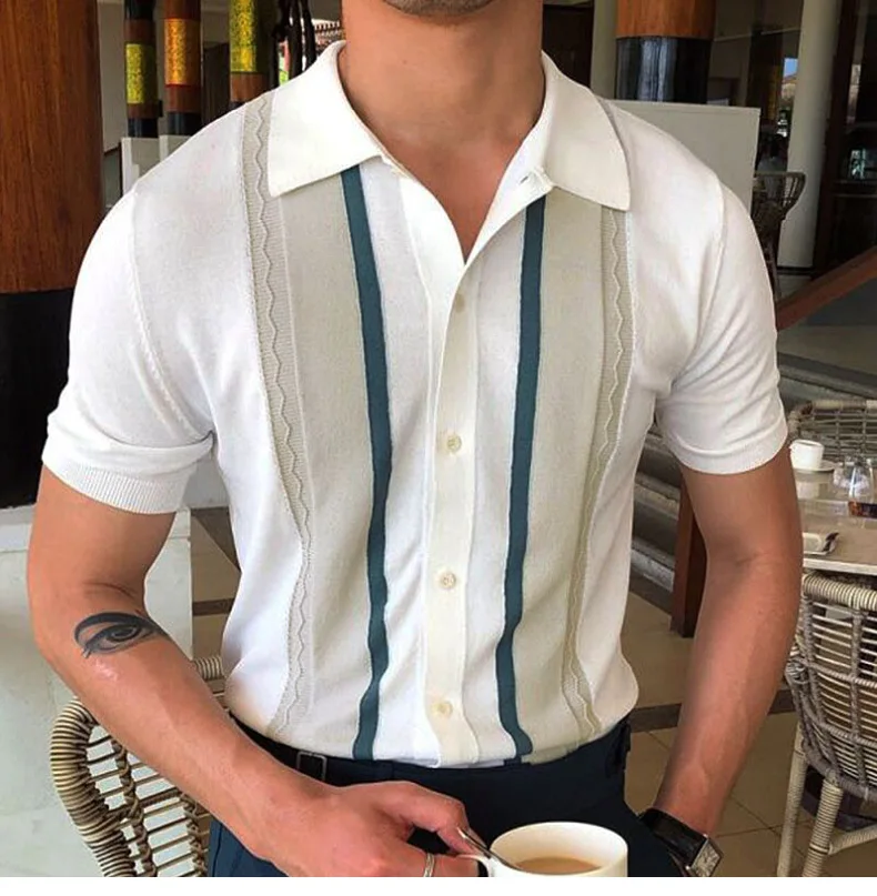 2025 Summer Men Short-sleeved Knitted Polo Blouse Cardigan Vintage Slim Stretch Tshirts Top Business Casual Male Shirts Clothing 10 Sd4646025018e4bfca37fa3b21621b2f1i