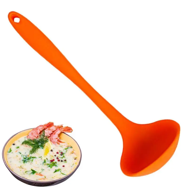 

1Pcs Long Handle Spoon Household Silicone Soup Spoon Porridge Spoon Tableware Meal Dinner Scoops Kitchen Tools