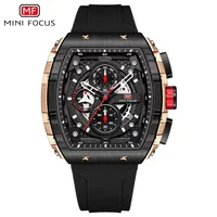 MINI FOCUS Student Tonneau Dial Military Silicone Strap Youth Sport Clock Quartz Watches for Men's Chronograph Wristwatch 0399G 1