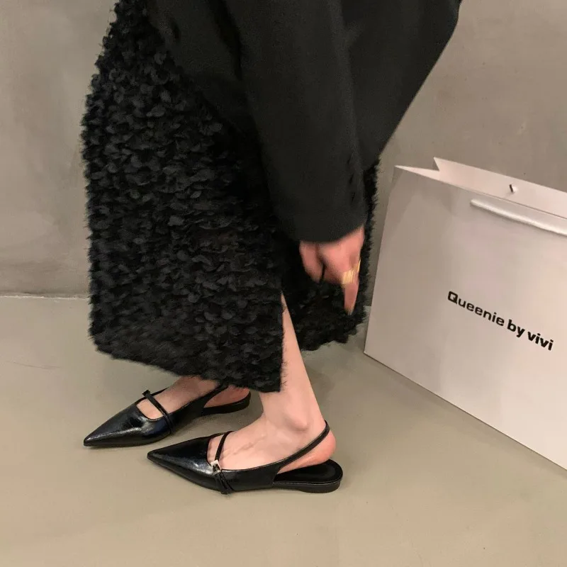 New design Women Luxury Velvet Moccasins Fashion Pointed Toe Loafers Ladies 2024 Spring  Black Ballet Flat Shoes