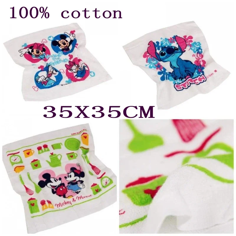 

Cartoon Mickey Minnie Mouse Cotton Baby Handkerchief Towels 2pcs 35x35cm Children Travel Absorbing Soft Face Hand Towel Gift