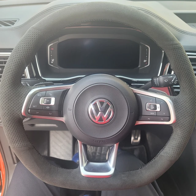 Funda de volante de coche cosida a mano, antideslizante, trenza de cuero  Artificial negro para Volkswagen Golf 7 Mk7, nuevo Polo Passat B8 -  AliExpress