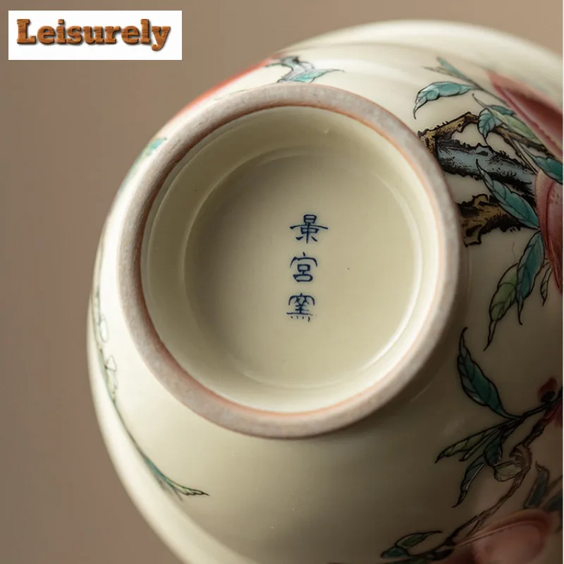 2pc/lot Antique Ru Kiln Porcelain Teacup Nine Peach High Footed Cup Personal Master Cup Tasting Mug Tea Bowl Kung Fu Teaset 70ml