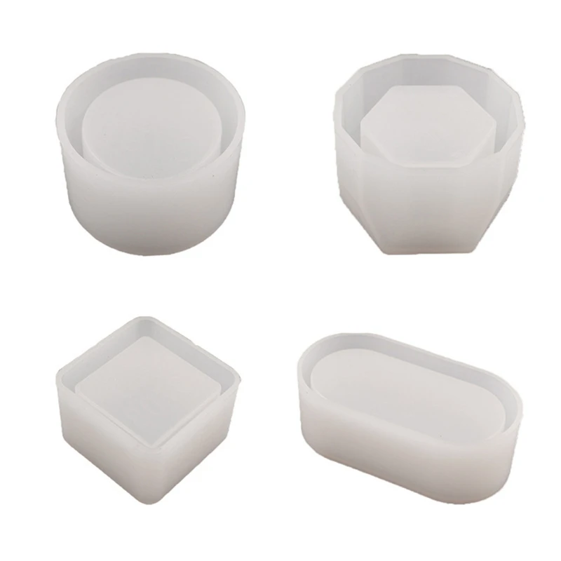 

MXME 4 Pcs Jewelry Storage Box Casting Epoxy Mold Handmade Jewelry Container Mould