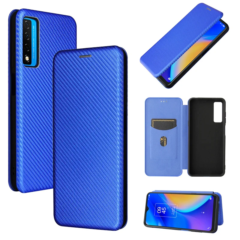 

Suit TCL 20 5G Carbon Fiber clamshell skin PU case purse Suitable for TCL 20S TCL 20L TCL 20L Plus leather Phone Cover
