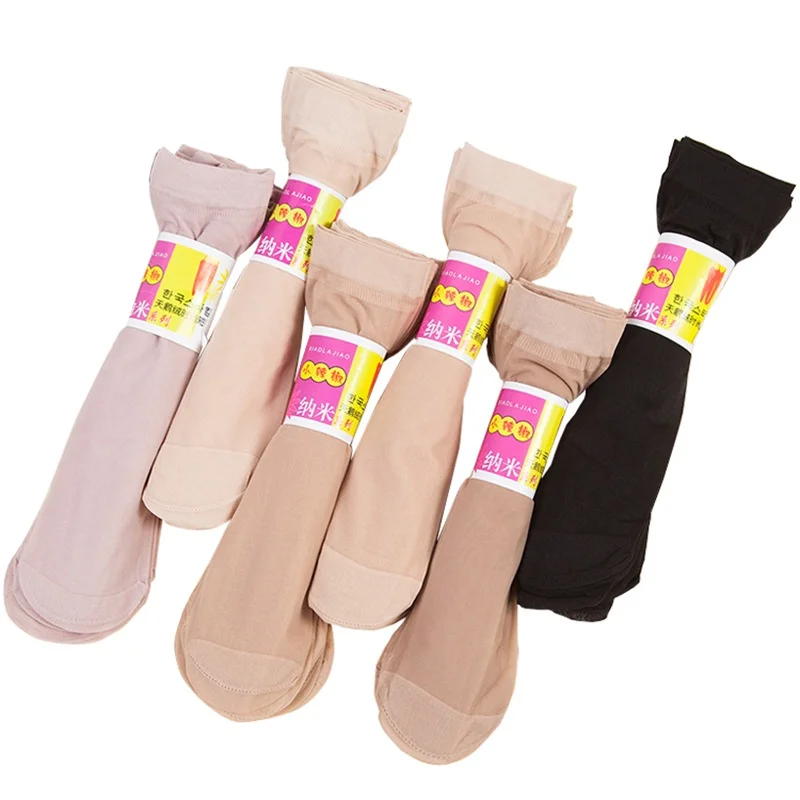 

10 Pairs Sexy Ultra-thin Elastic Silky Short Silk Stockings Women Girls Ankle Socks Summer Transparent Crystal Invisible Socks