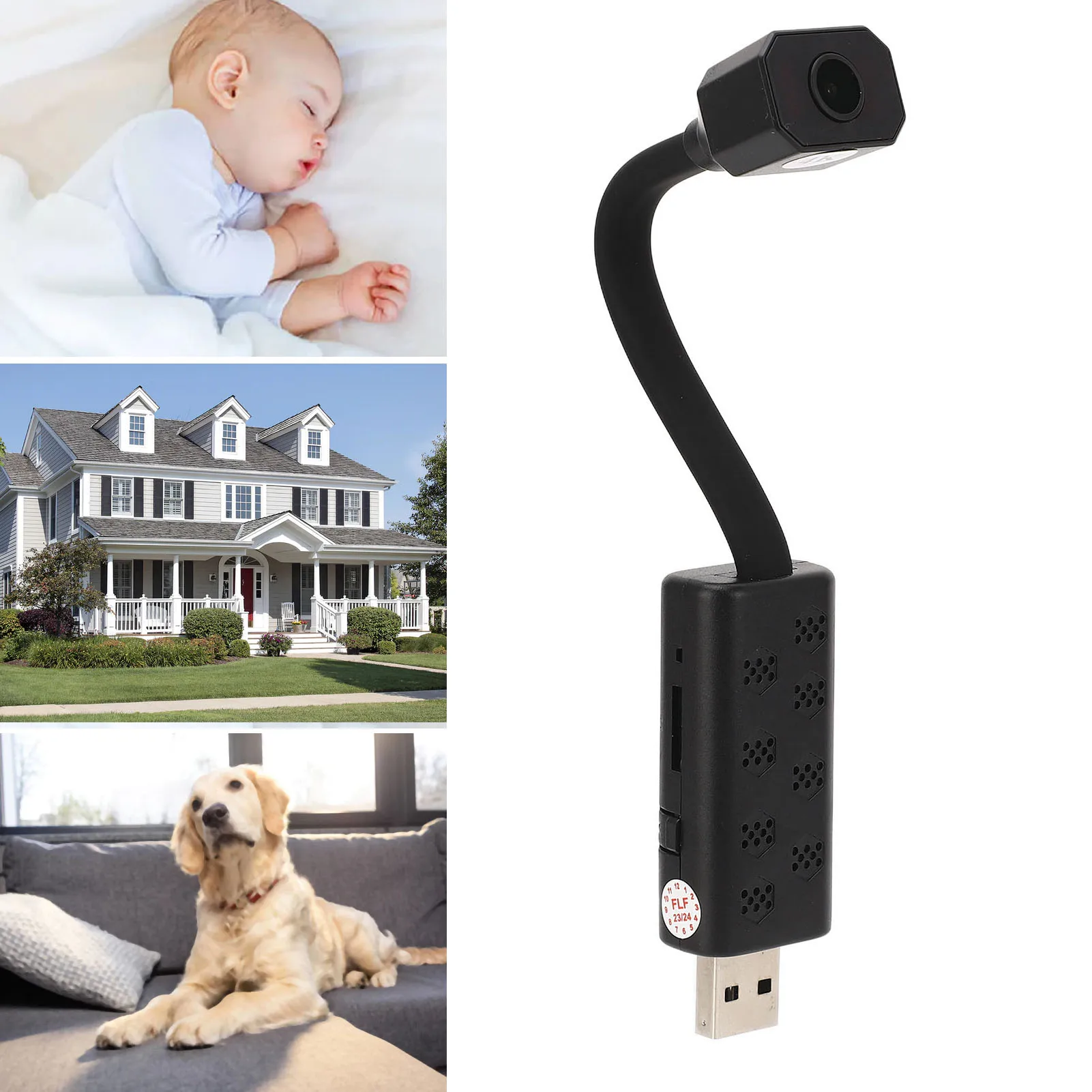 WiFi Night Viewing Camera USB 5V Metal Hose HD AI Humanoid Detection 4K Resolution Mini Night Viewing Security Camera for Home