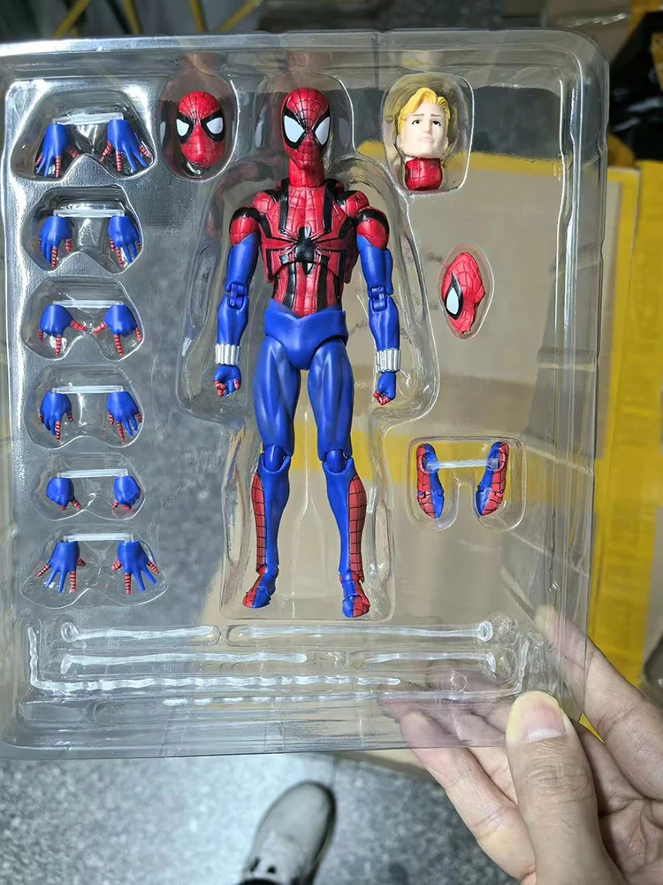 Spiderman Mafex 143 Classic Costume Anime Figure Ver Miles Morales Spider-Man Action Figure Figurine Toys Kids Xmas Gift