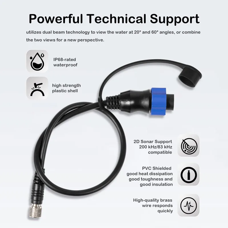 MKR-US2-10 Universal Sonar 2 Adaptor Cable Fit for Lowrance Fish Finder Works on US2 Sonar Transducer & Minn Kota Trolling Motor