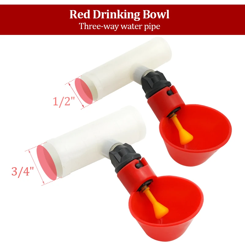 10 قطعة التلقائي الدجاج السمان شارب السلطانية الطيور أكواب مياه أنبوب مستقيم مع الحلمة الصفراء نظام مياه الشرب الدواجن