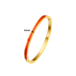 CARLIDANA Luxury Colorful Orange Enamel Bracelet for Women - Fashionable Party Jewelry Gift in Stainless Steel (4mm Orange)