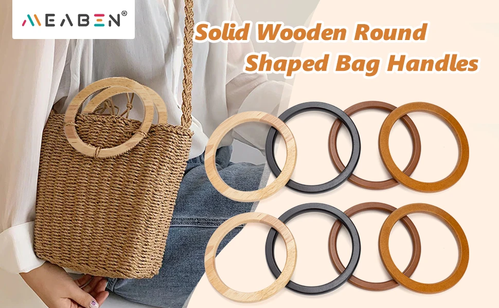 Wooden Round Arm-in-arm Handle Eco-friendly Bag Accessory Handle Unique Design Handcrafted Fashion DIY Braided bag Accessories
