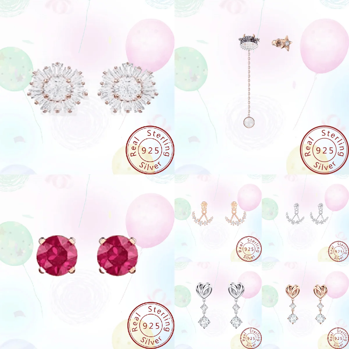 

Женские серьги-гвоздики из серебра 925 пробы