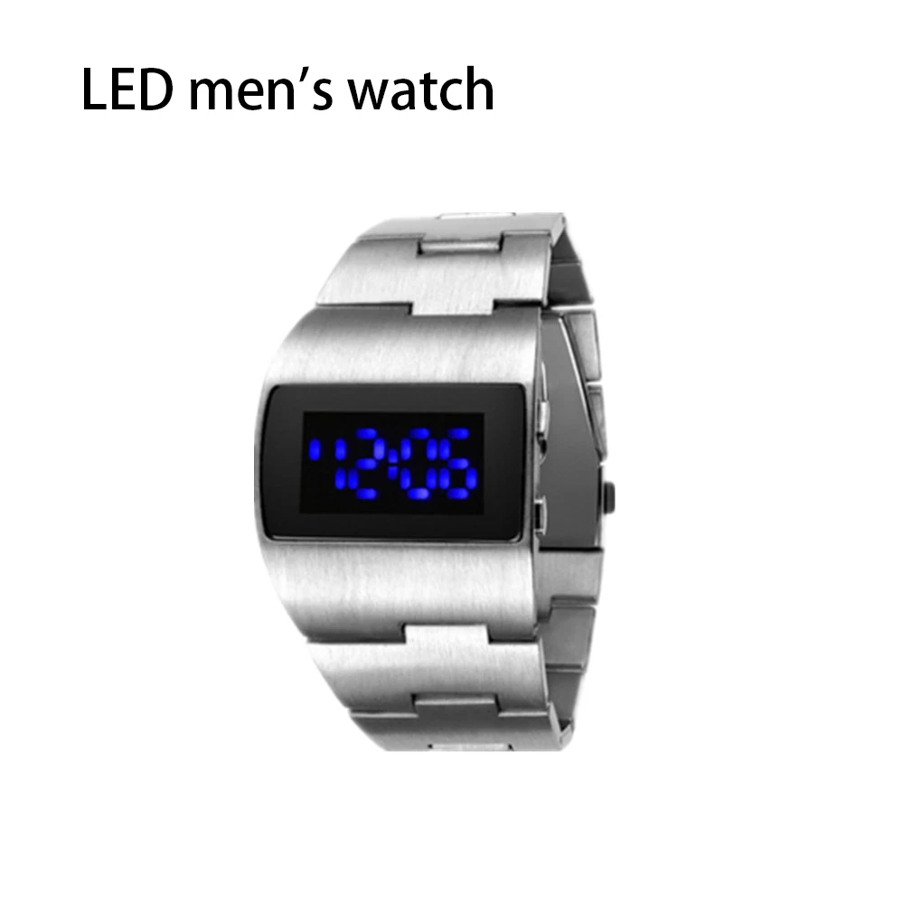 Men s Simple Design LED Digital Display Watch Hiking Boys Electric Alloy Wristwatch Wrist Decoration Accessory Birthday Gift