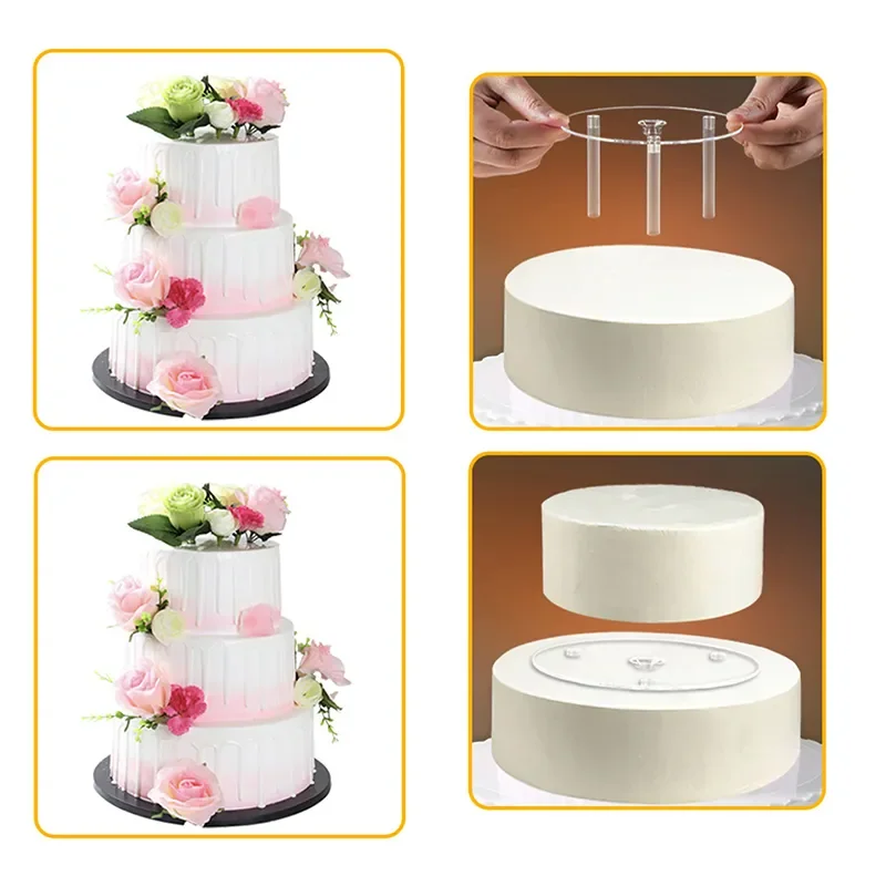 Cake Stand Multi-layer Suspended Gasket Tier Support Dowel Rods Set Straw Frame DIY Decor