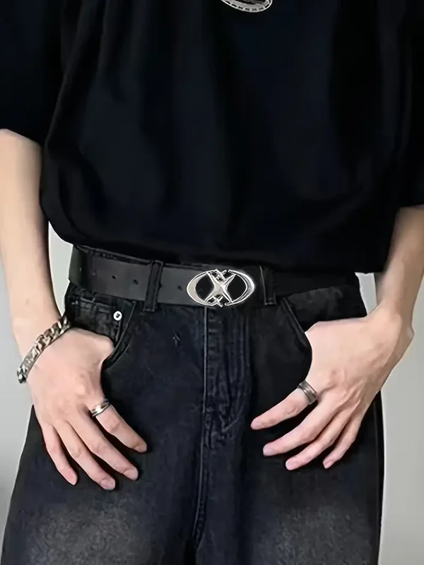Stylish Oval Cross Metal Buckle Belt -