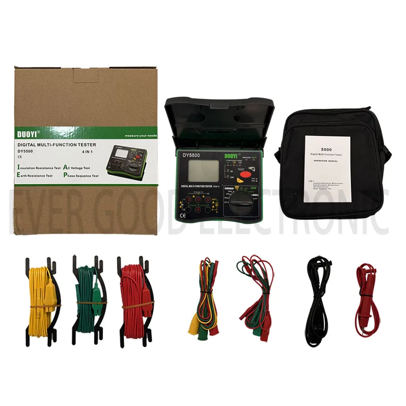 DY5500 Insulation Tester Earth Tester Meter Voltmeter Phase Indicator 4 In 1