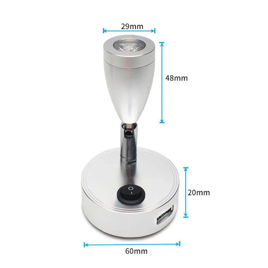 Reading Light LED 12V 24V 2W with USB Port 5V 2A Swith Spotlight led reading light for Boat Yacht Caravan Camper Trailer Dorm 3 color
