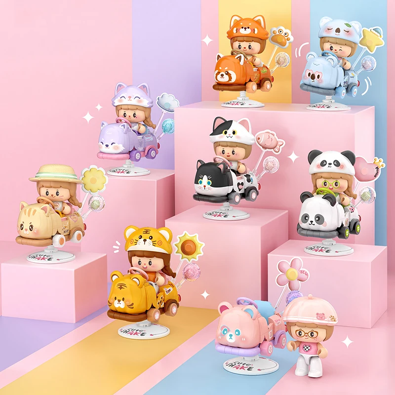 New cute pet rocking car series building blocks small particles assembled toy children's car model display Christmas gift