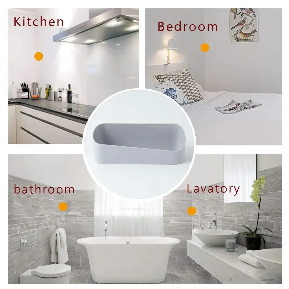 

Zhangji High Traceless Shelf Quality ABS Bathroom Kitchen No Drill Self Adhesive Wall Storage box Bathroom Accessory