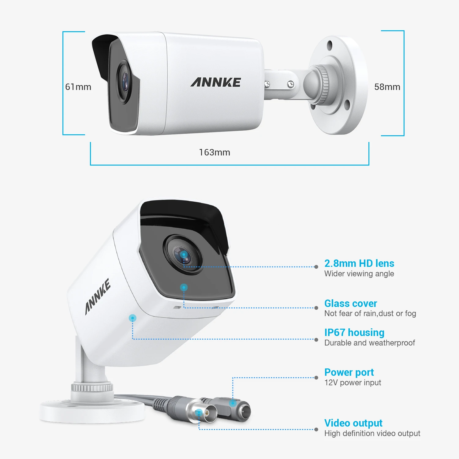 ANNKE 4PCS Ultra HD 5MP CCTV TVI Camera Outdoor Waterproof Bullet Security Surveillance System EXIR Night Vision Email Alert Kit 5