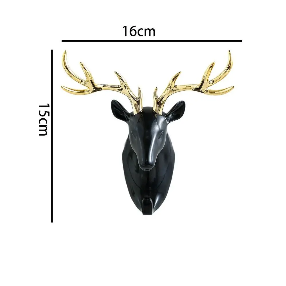 New ABS Deer Head Hanging Hook Animal Wall-Mounted Deer Antler Decoration Hook No-mark Installation Hat Key Hanger