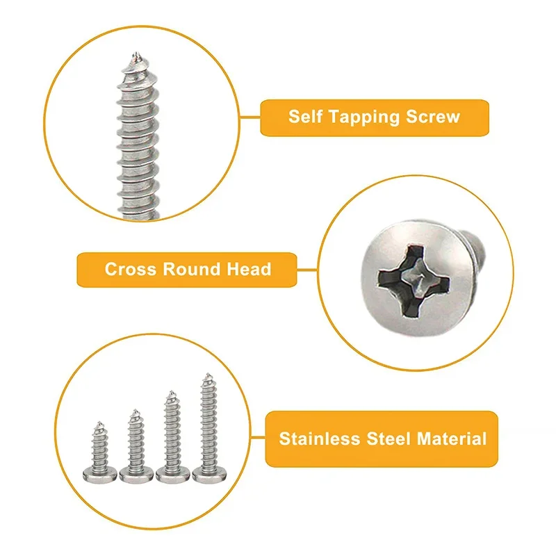 M1 M1.2 M1.4 M1.7 M2 M2.3 M2.6 M3 M3.5 M4 M5 M6 Stainless Steel 304 Cross Phillips Pan Round Head Self Tapping Screw self tapping screw