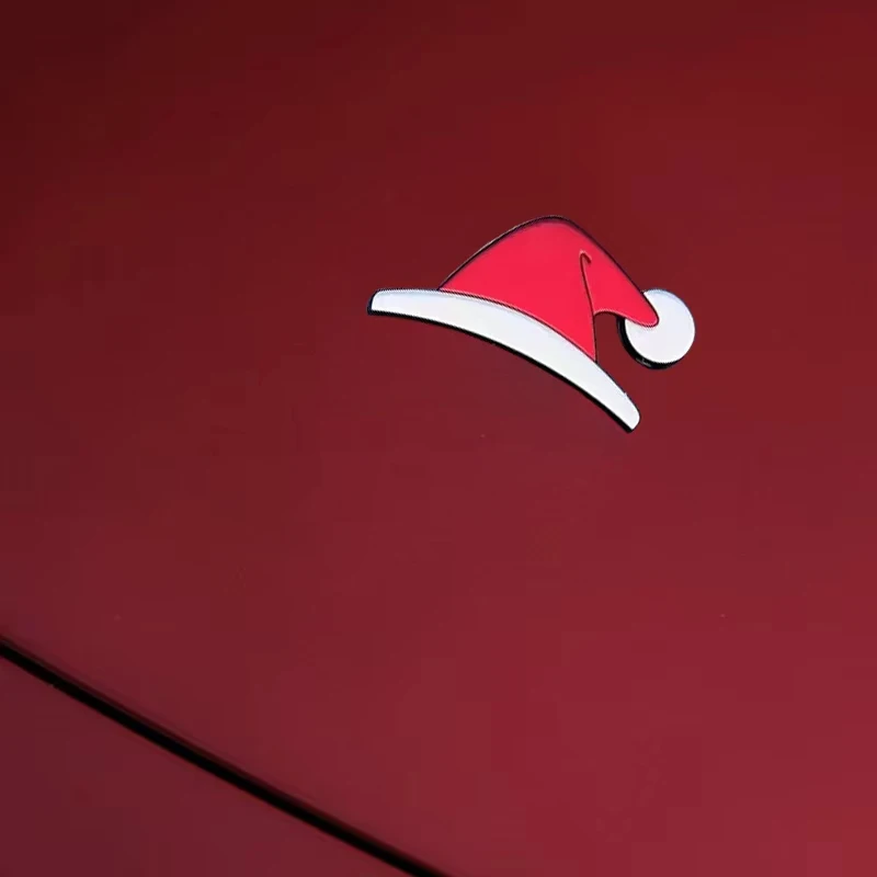 테슬라를위한 크리스마스 산타 모자 스티커 자동차 벽 창 장식을위한 크리 에이 티브 방수 산타 모자 자체 접착 스티커