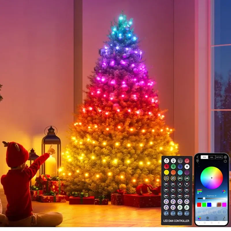 thumbnail image 1 of Guirnalda de luces LED inteligentes para árbol de Navidad, 30 m, control por aplicación, para decoración del hogar, habitación y exterior, 1 of 4