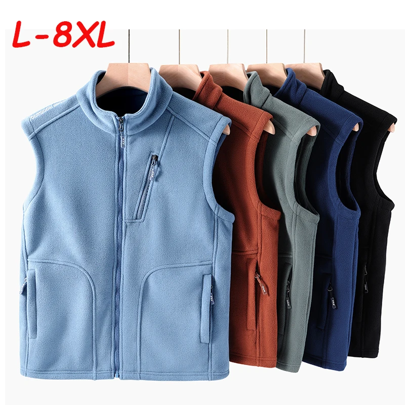 Gilet polaire homme automne 8XL - Veste coupe-vent col montant pour pêche et randonnée hivernale