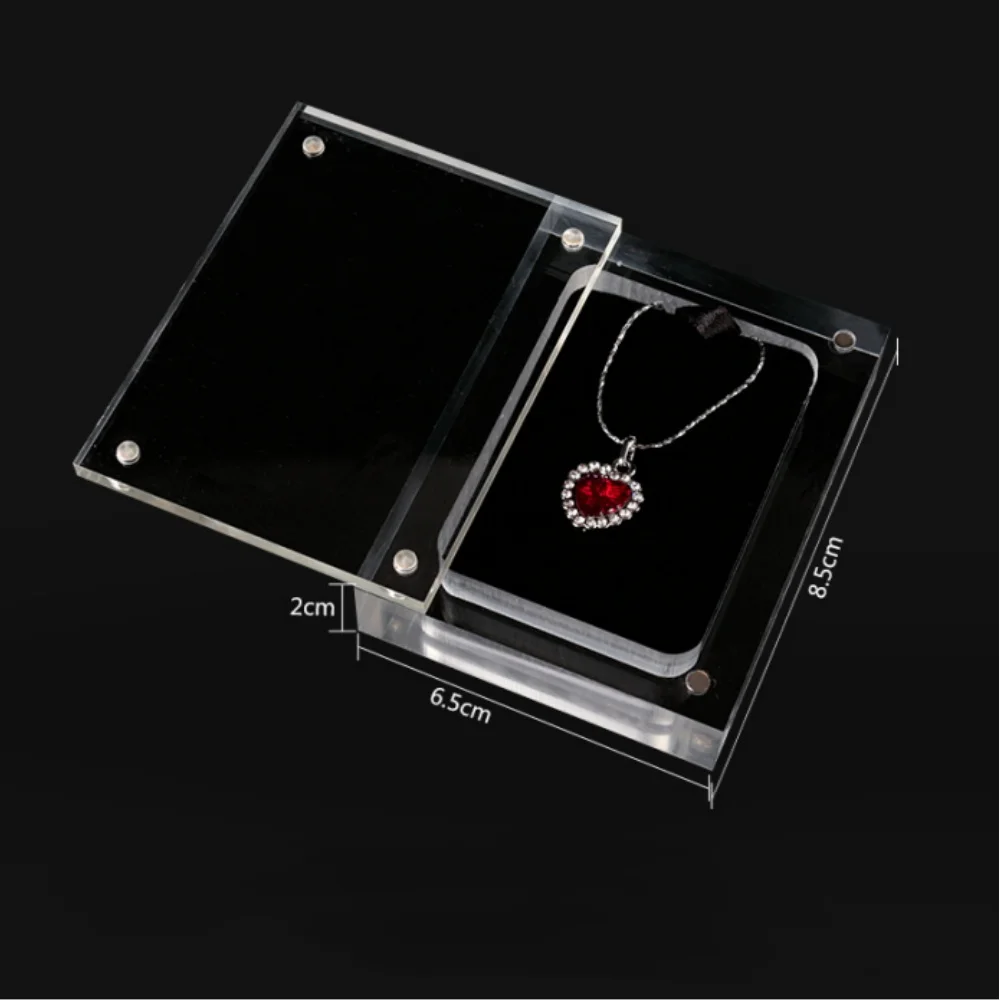 Small Size Jewelry Display Box Lockable Acrylic Magnetic Gemstone Casket High-Quality Necklace Storage For Gift Box New 2024