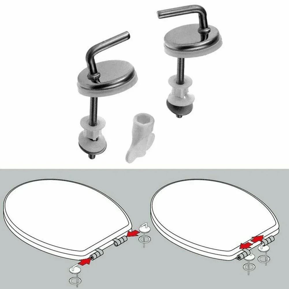 1 Pair Toilet Cover Hinge Fix Fittings Quick Release Stainless Steel Toilet Seat Cover Hinge Antirust Home Hinges