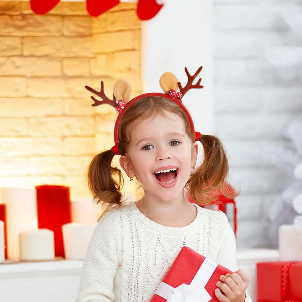 Fun Christmas Costume Accessory Christmas Headband Antlers Festive Reindeer Headband with Bells for Cosplay for Fun