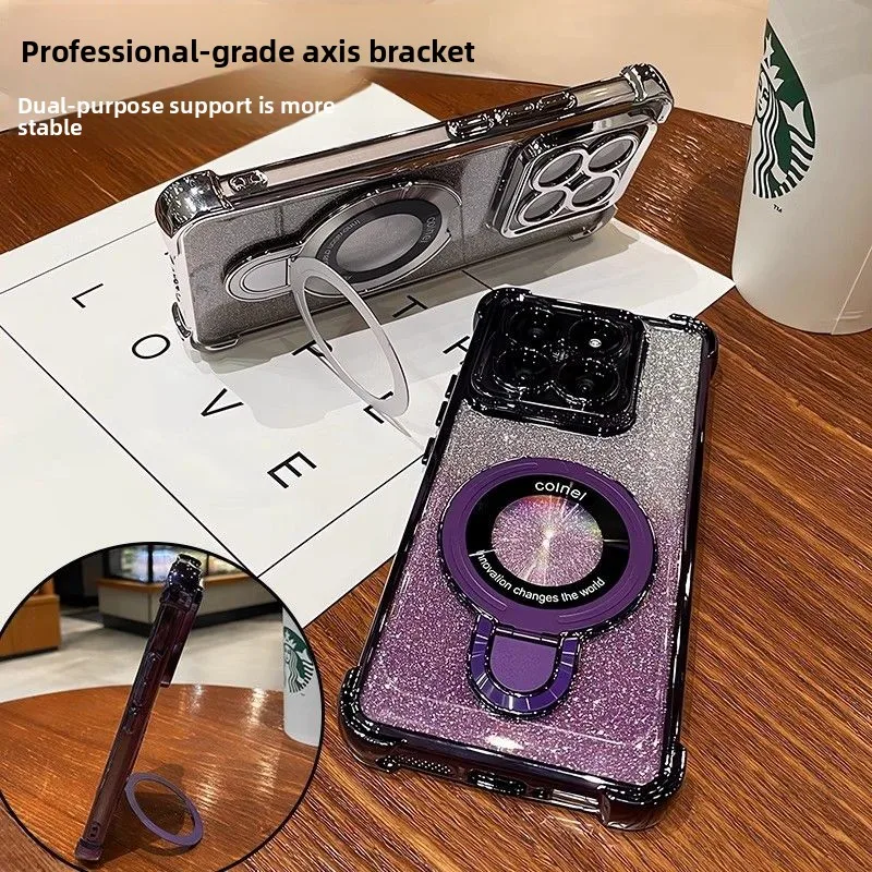 Luxury Plating Glitter Glossy Case with Magnetic Kickstand and Shockproof Protection