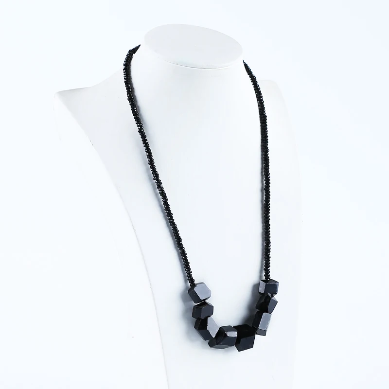 Natural Stone Black Tourmaline Black Agate Necklace Accessories Beads For DIY Jewelry Making 17x16x13mm 12x10x9mm 20inch 41.5g