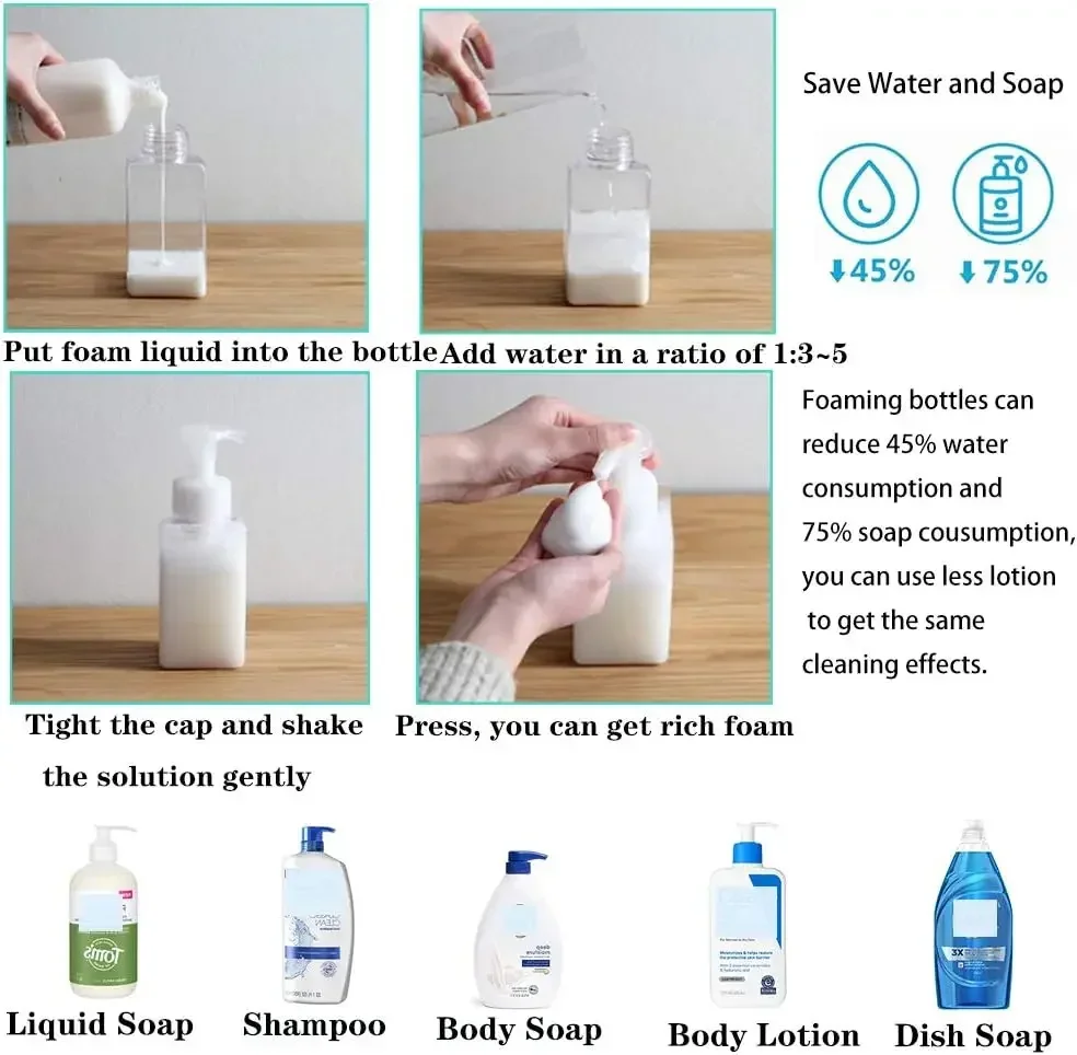 450ml foam soap dispenser refillable foam liquid hand soap empty plastic pump bottle container 1pc
