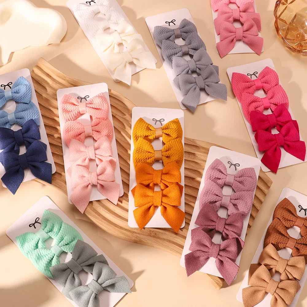 

4Pcs Cute Solid Bows Hair Clips for Kids Hairpin Infant Barrettes Handmade Headwear Baby Girl Hair Accessories Gifts Wholesale