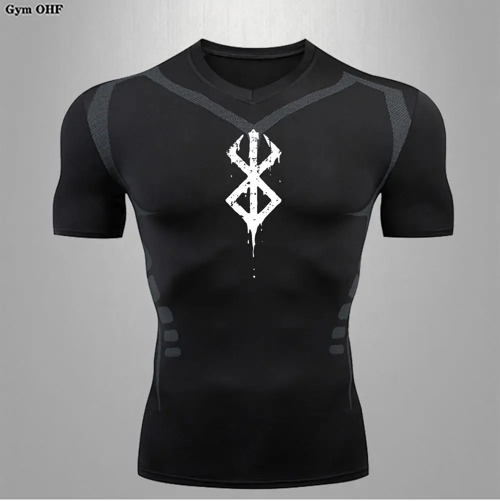 Berserk Anime Quick Dry Men's Compression T-Shirt - Summer Short Sleeve Sports Top