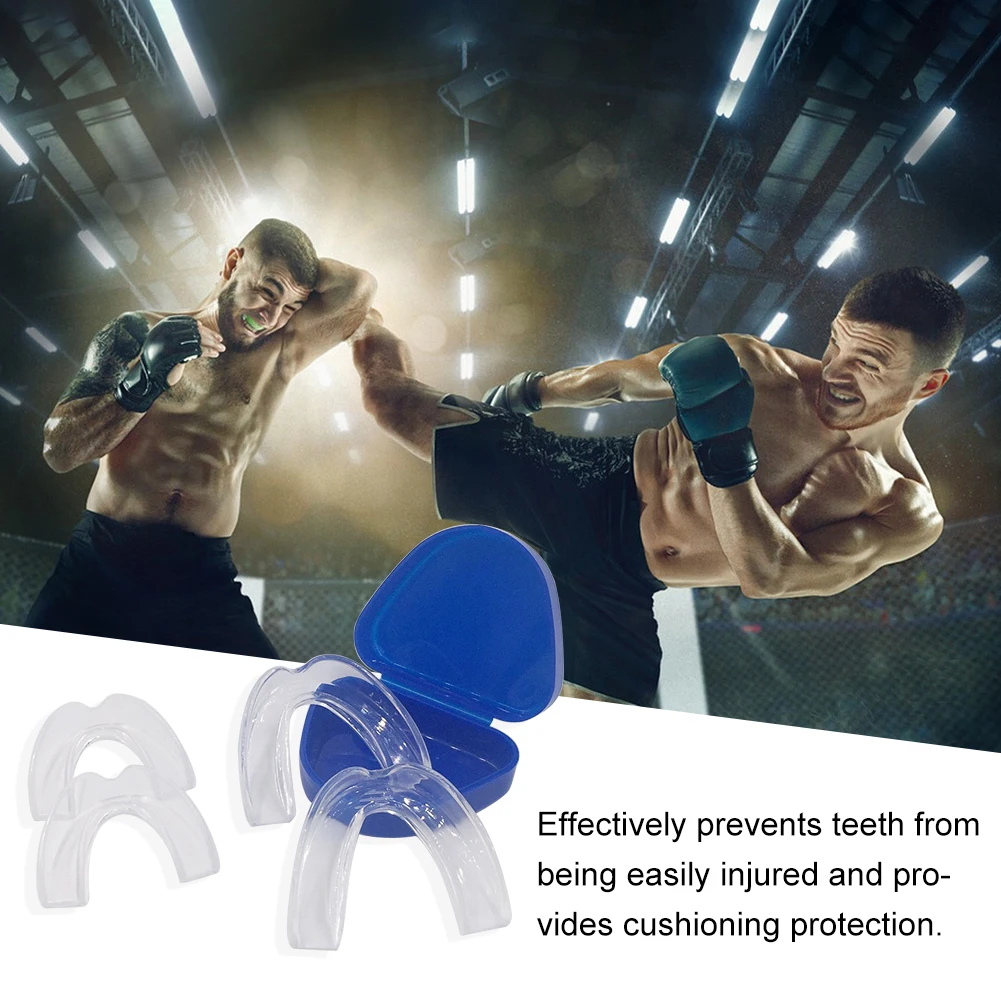 4Pcs Teeth Protection EVA Anti-Grinding Mouth Protector Transparent Sports Mouth Guard Stop Bruxism for Teeth Clenching at Night