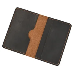 Premium Genuine Leather RFID Blocking Card Holder Wallet (Design1 - Dark Brown)