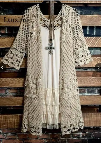 

Женская летняя Милая сетчатая рубашка в стиле Харадзюку с цветочной вышивкой в стиле девушки Мори, Лолита, солнцезащитные кружевные топы, блузы Caridgan